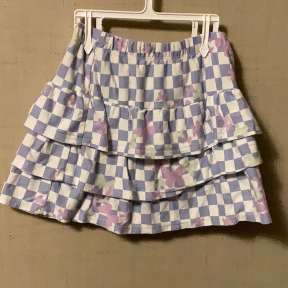 Mini Blue and White Tiered Bubble Skirt